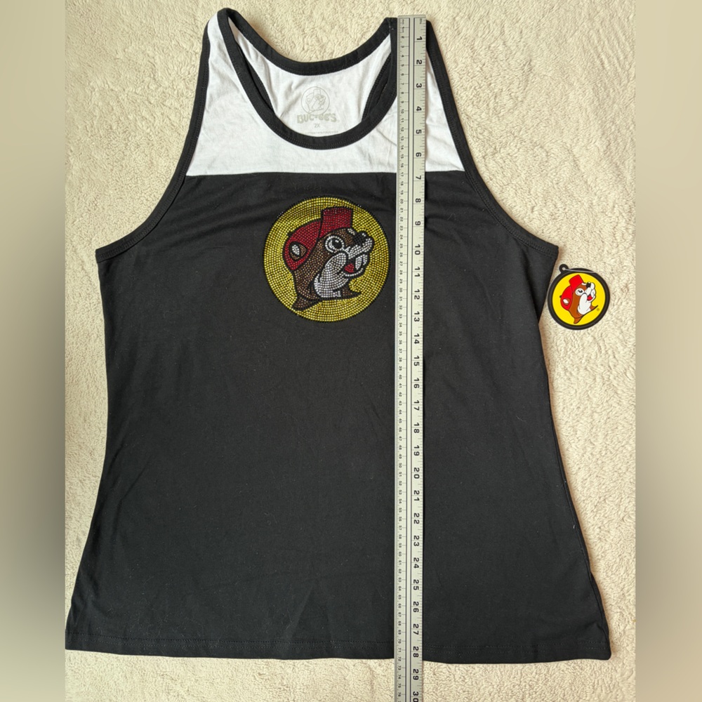 NWT Buc-ee’s Black and White Tank Top with Rhinetone Logo Women Size 2X - Picture 3 of 5